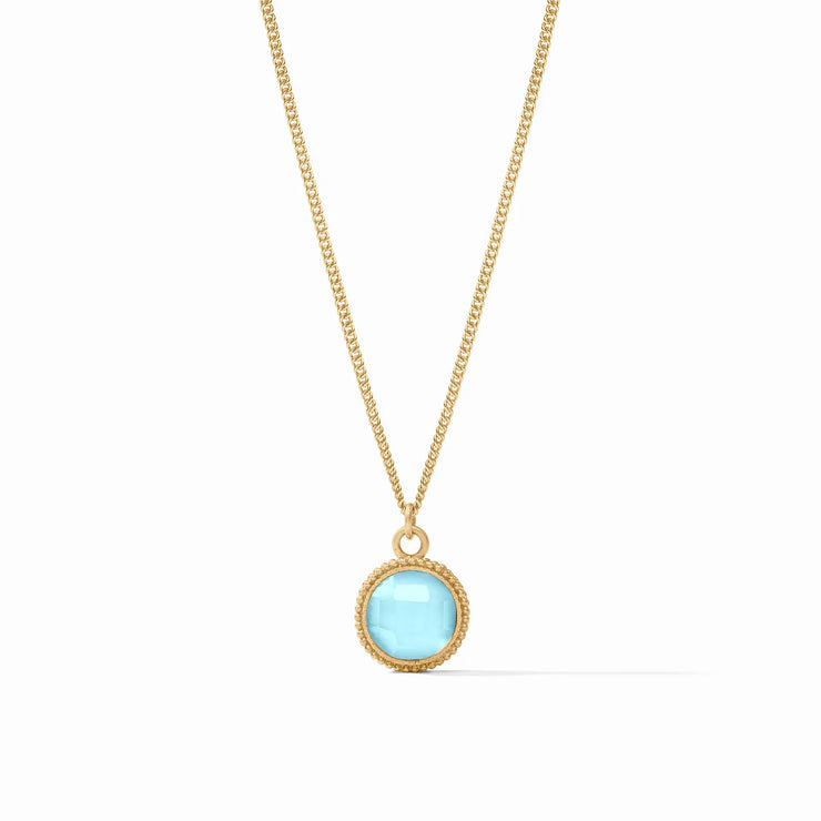 Julie Vos Fleur-de-Lis Solitare Necklace Gold Iridescent Capri Blue