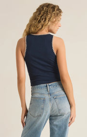 Z SUPPLY Avril Rib Whipstitch Tank Navy