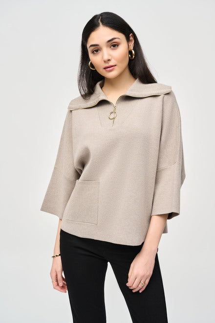Joseph Ribkoff Taupe Zip Sweater 243954