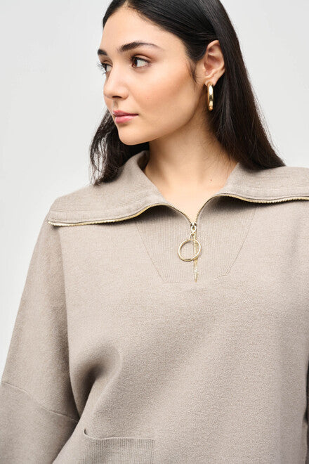 Joseph Ribkoff Taupe Zip Sweater 243954