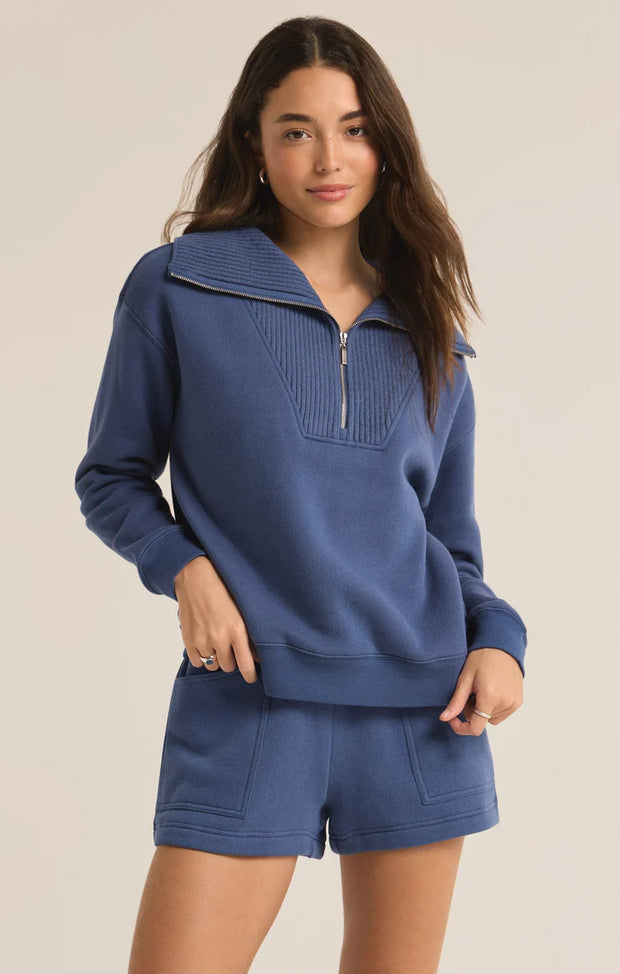 Z Supply Sonata Fleece Sweatshirt Navy