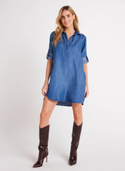 Bella Dahl Long Sleeve Shirt Dress Moonlit Haze Wash