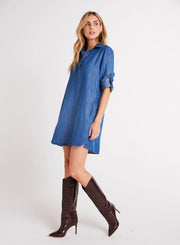 Bella Dahl Long Sleeve Shirt Dress Moonlit Haze Wash