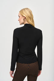 Joseph Ribkoff Black Long Sleeve Gold Buckle Top 243152