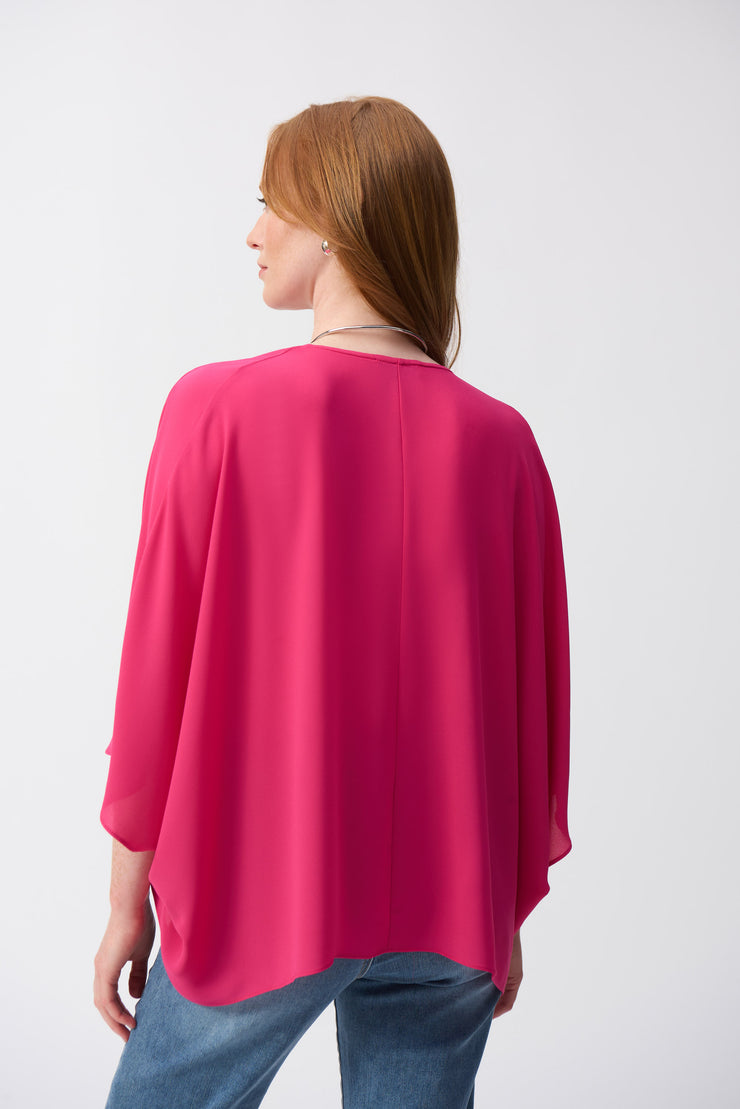 Joseph Ribkoff Georgette High-Low Boxy Top- 251026-Geranium