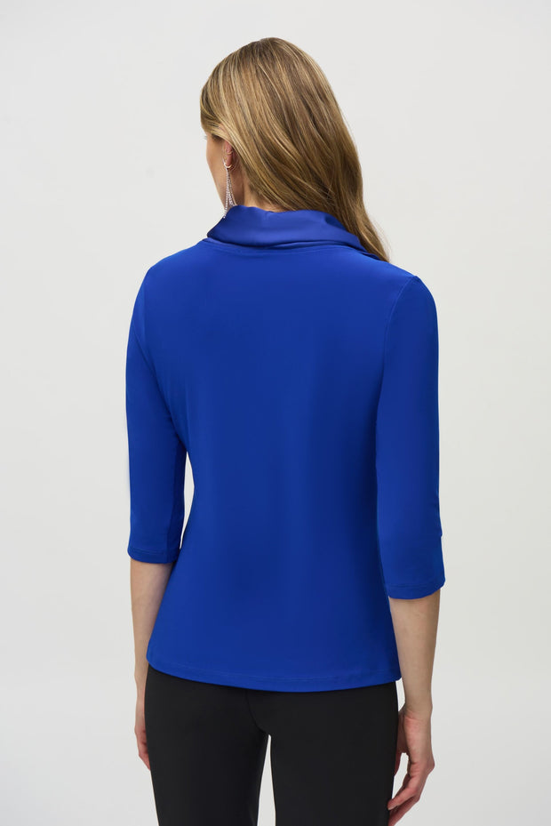 Joseph Ribkoff Blue Cowl Neck 3/4 Sleeve Blouse 244106