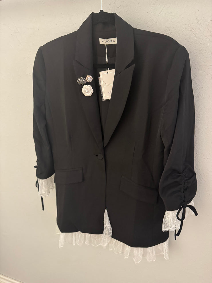 Adore Black Layered Blazer with Lace