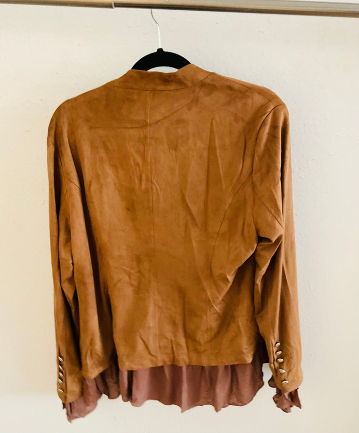 Ciello Adore Faux Suade Military Jacket Brown