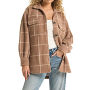 Z Supply Plaid Tucker Jacket Heather Taupe