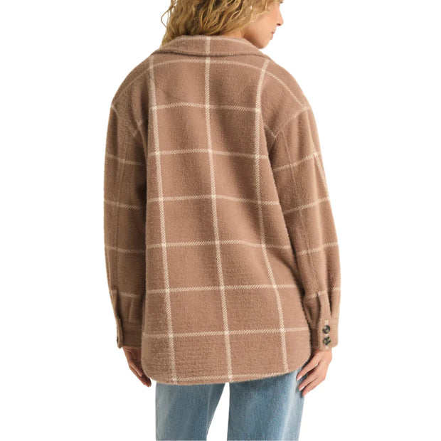 Z Supply Plaid Tucker Jacket Heather Taupe