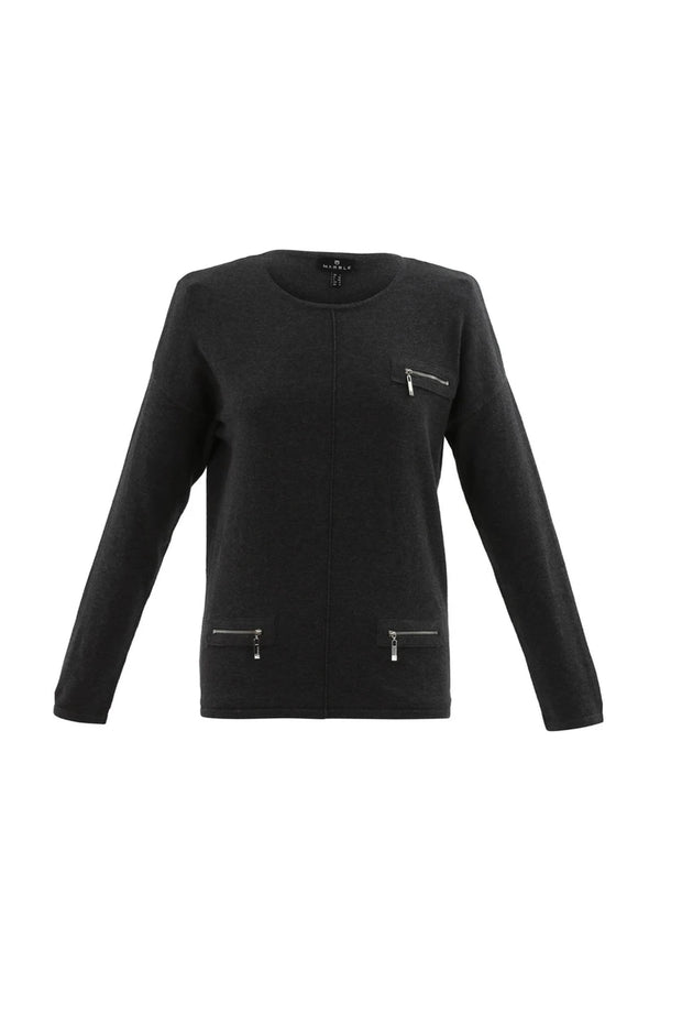 Marble 7572 Charcoal Zip Sweater