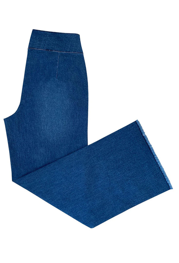 Ethyl Wide Leg Front Pocket Blue Jeans