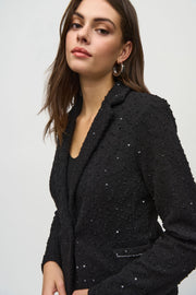 Joseph Ribkoff Black Sequin Tweed Blazer 244203