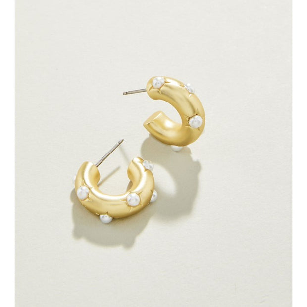 Spartina Chubby Hoop Earrings - Pearl