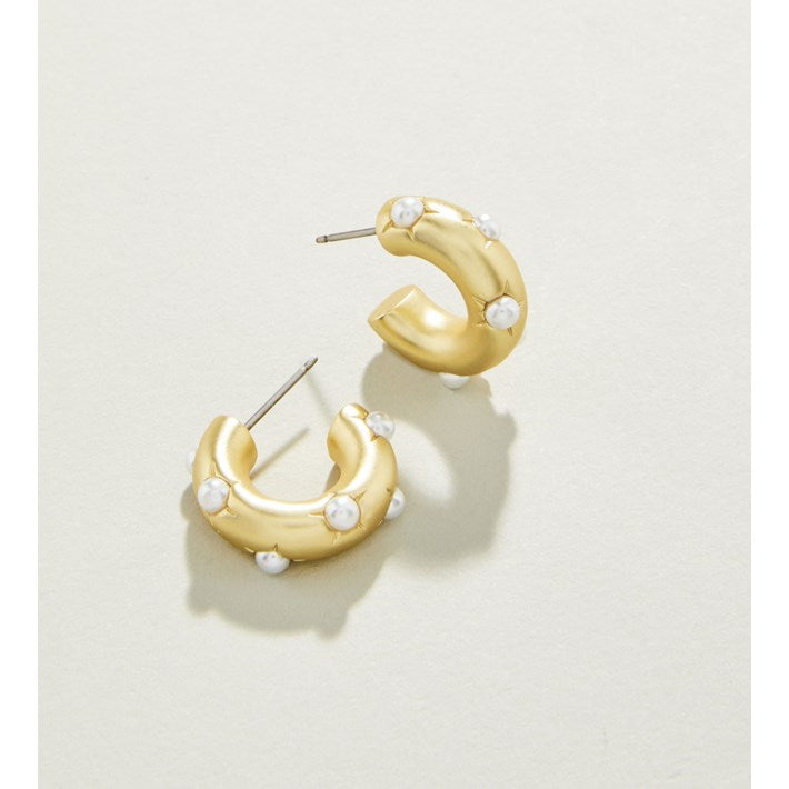 Spartina Chubby Hoop Earrings - Pearl