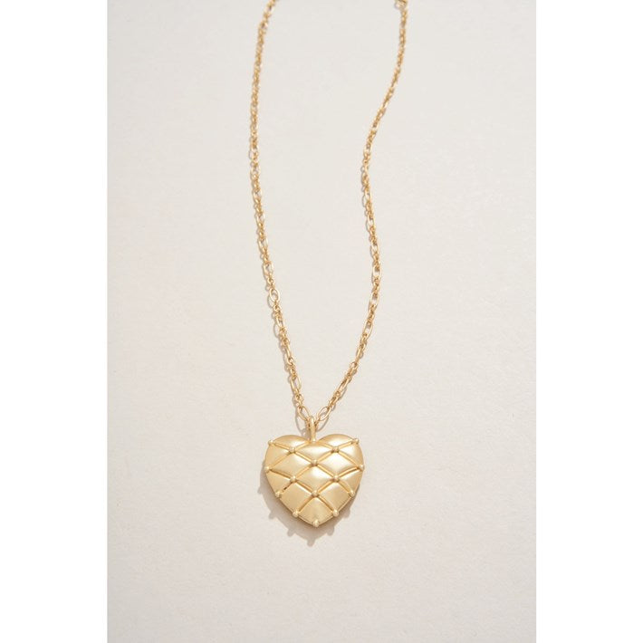 Spartina Big Heart Pillow Necklace 18" Gold 364803