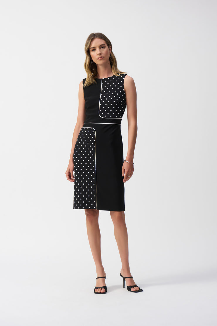 Joseph Ribkoff Silky Knit Dot Print Sleeveless Sheath Dress 251094