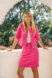 Joseph Ribkoff Bouclé Cropped Jacket With Decorative Buttons 251196