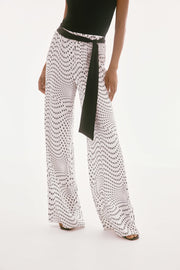 Joseph Ribkoff Signature | Satin Dot Print Belted Wide Leg Pants 251747
