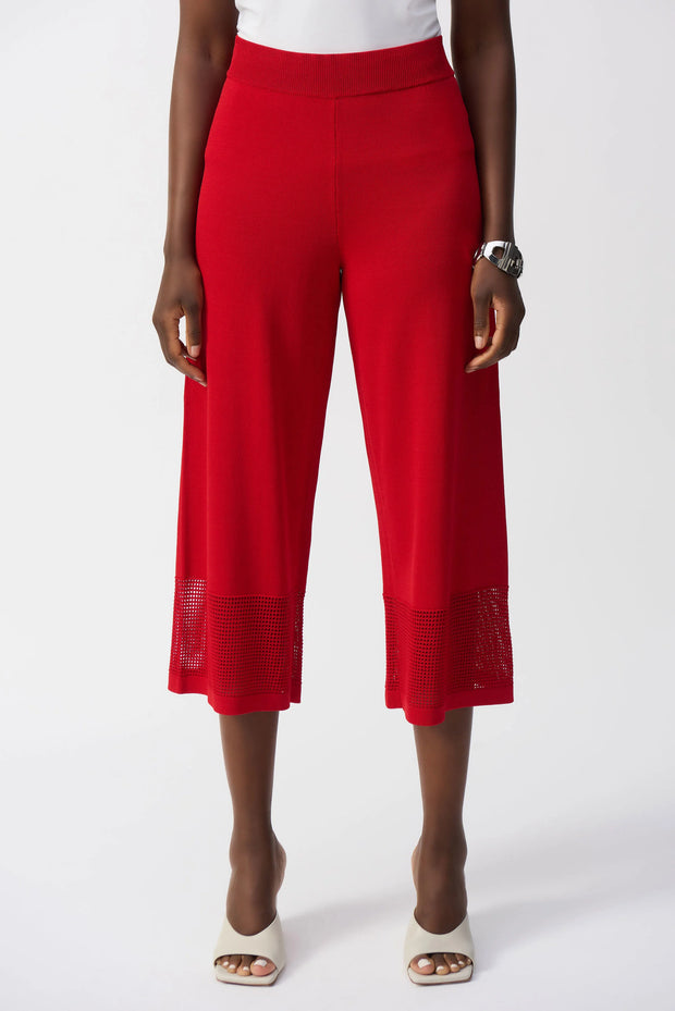 Joseph Ribkoff Sweater Knit Culotte with Pointelle Detail 251915-Pant