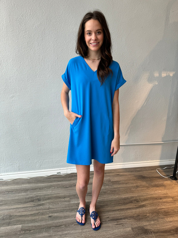 Joseph Ribkoff French Blue V Neck Dress 241129