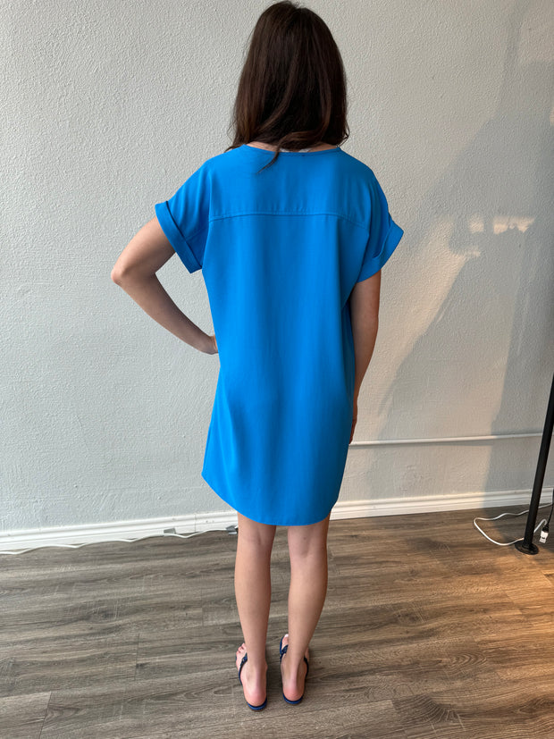 Joseph Ribkoff French Blue V Neck Dress 241129