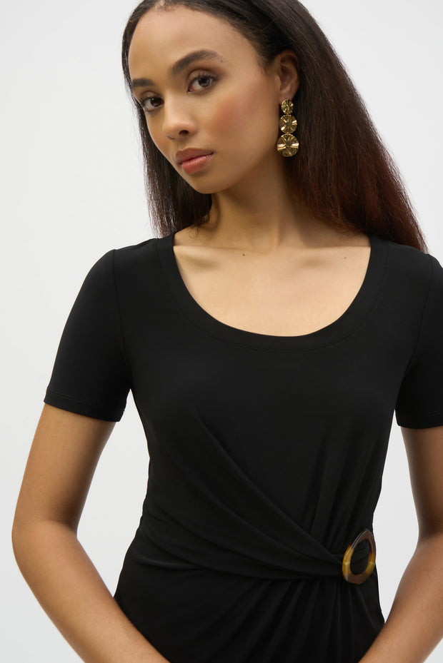 Joseph Ribkoff Silky Knit Fitted Top With Buckle Detail 252230