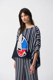 Joseph Ribkoff Georgette Abstract Print Poncho Top 251180