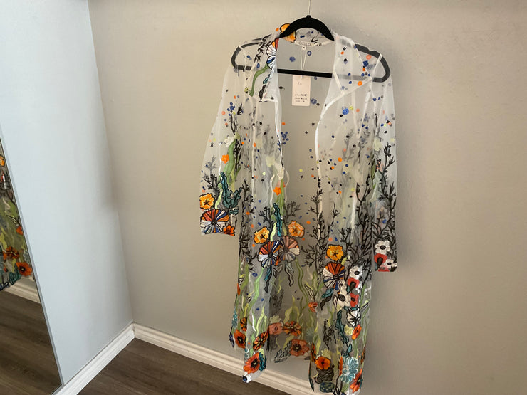 Ciello white long sleeved floral duster T417WT
