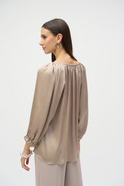 Joseph Ribkoff Satin V-Neck Straight Top 252165