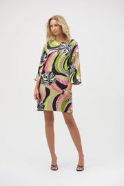 Joseph ribkoff Satin Retro Print Straight Dress 252183