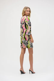 Joseph ribkoff Satin Retro Print Straight Dress 252183