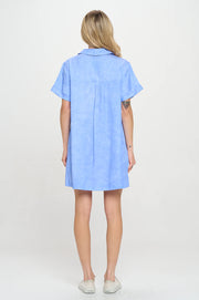 Meet Me in Santorini Aegean Waves Shirt Dress