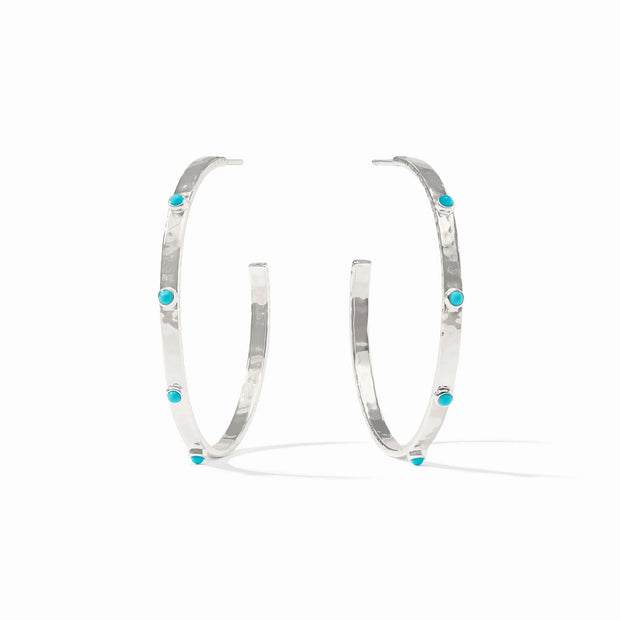 Julie vos crescent stone hoop silver turquoise M