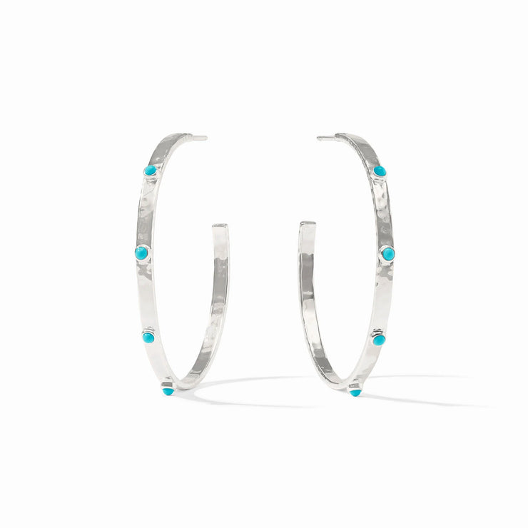 Julie vos crescent stone hoop silver turquoise M