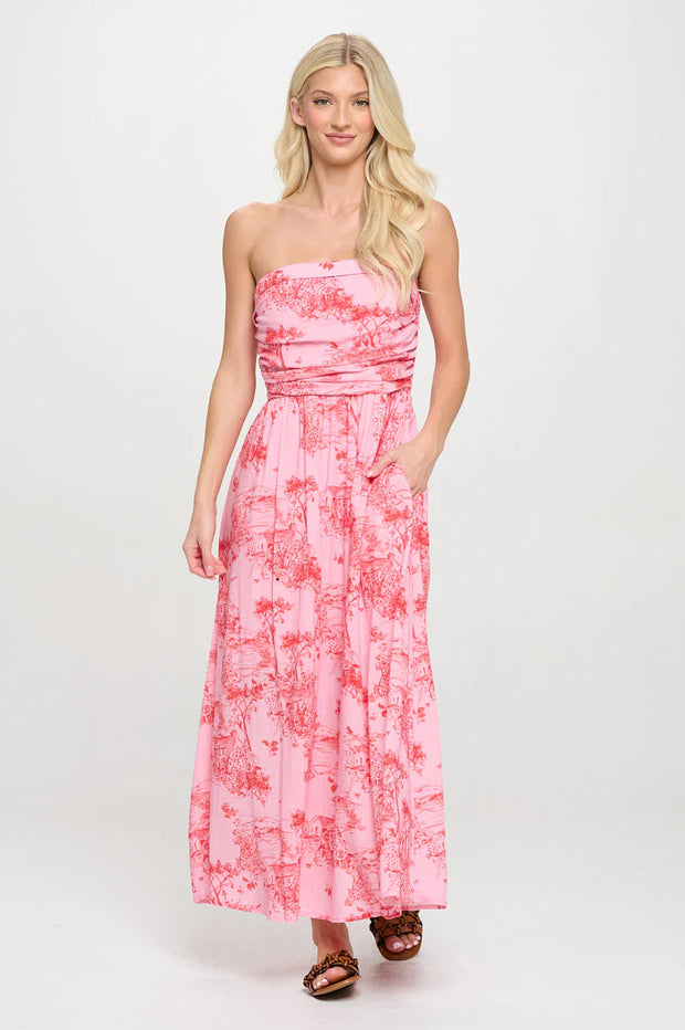 Meet Me In Santorini Sunset Cottage Tube Maxi Dress SKU#MS1565D-SCO