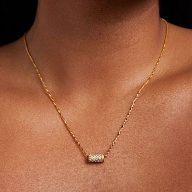 Dean Davidson Petit Pave Mini Tube Necklace - Gold/White Topaz SKU#N893-G-WTP