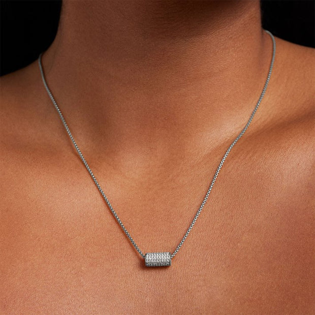 Dean Davidson Petit Pave Mini Tube Necklace - Silver/White Topaz SKU#N893-S-WTP