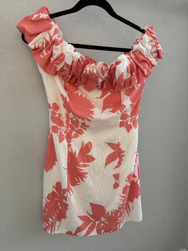 Lucy Paris Kyzie Ruffle white & coral DR3721