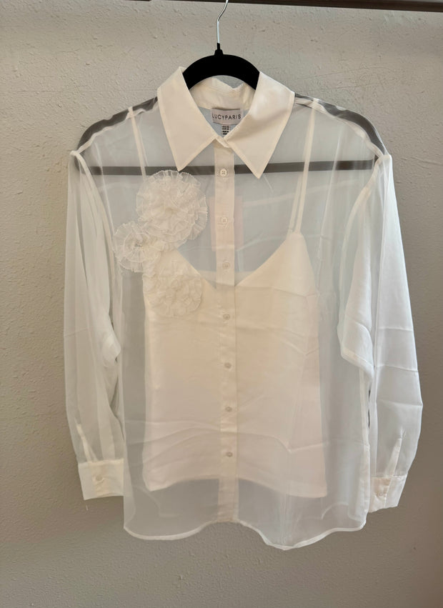 Lucy Paris Quincy Button Down White Shear