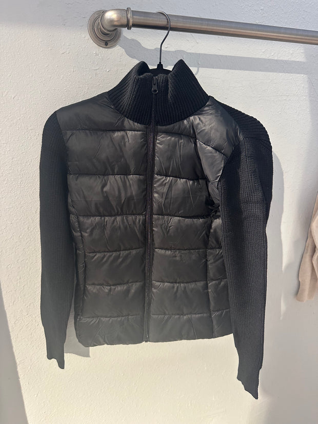 Metric Knits Front Zip Black Puffer Jacket SKU JK12561
