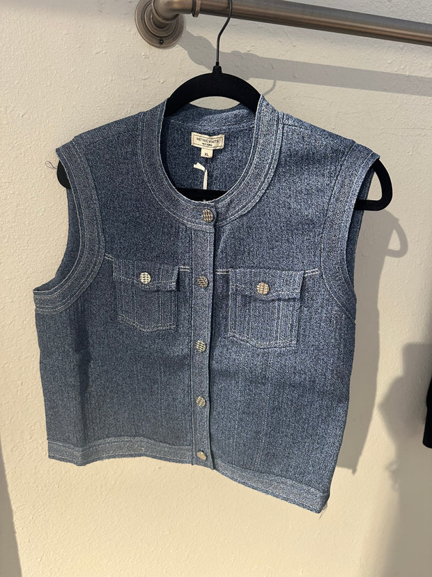 Metric Knits DarK Blue Denim Vest SKU 12596V