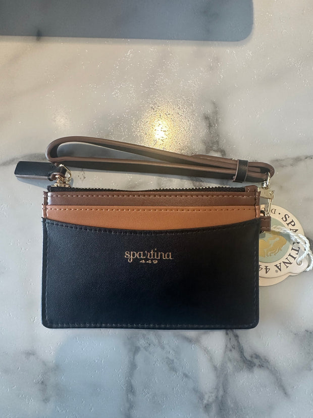 Spartina 449 Slim Card Coinpurse Black/Brown Color Block SKU 976367