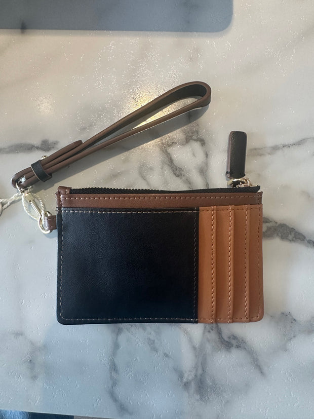 Spartina 449 Slim Card Coinpurse Black/Brown Color Block SKU 976367