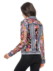 Adore A7217-86C Denim Jacket with Floral Embroidered Sequence