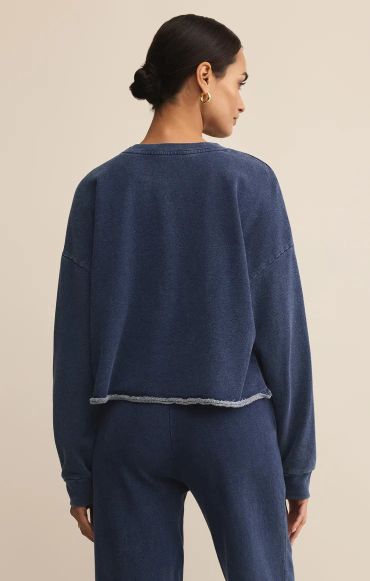 Z Supply CIRCUIT KNIT DENIM SWEATSHIRT SKU ZT254692