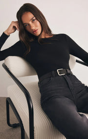 Z Supply SECOND SKIN CREW LONG SLEEVE Black TOP SKU ZT254896