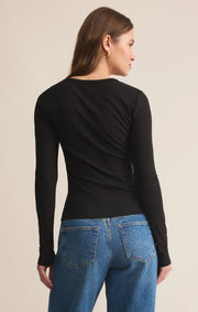Z Supply SECOND SKIN CREW LONG SLEEVE Black TOP SKU ZT254896