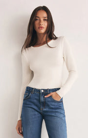Z Supply SECOND SKIN CREW LONG SLEEVE TOP cloud SKU ZT254896