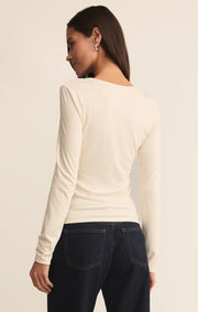 Z Supply SECOND SKIN CREW LONG SLEEVE TOP cloud SKU ZT254896